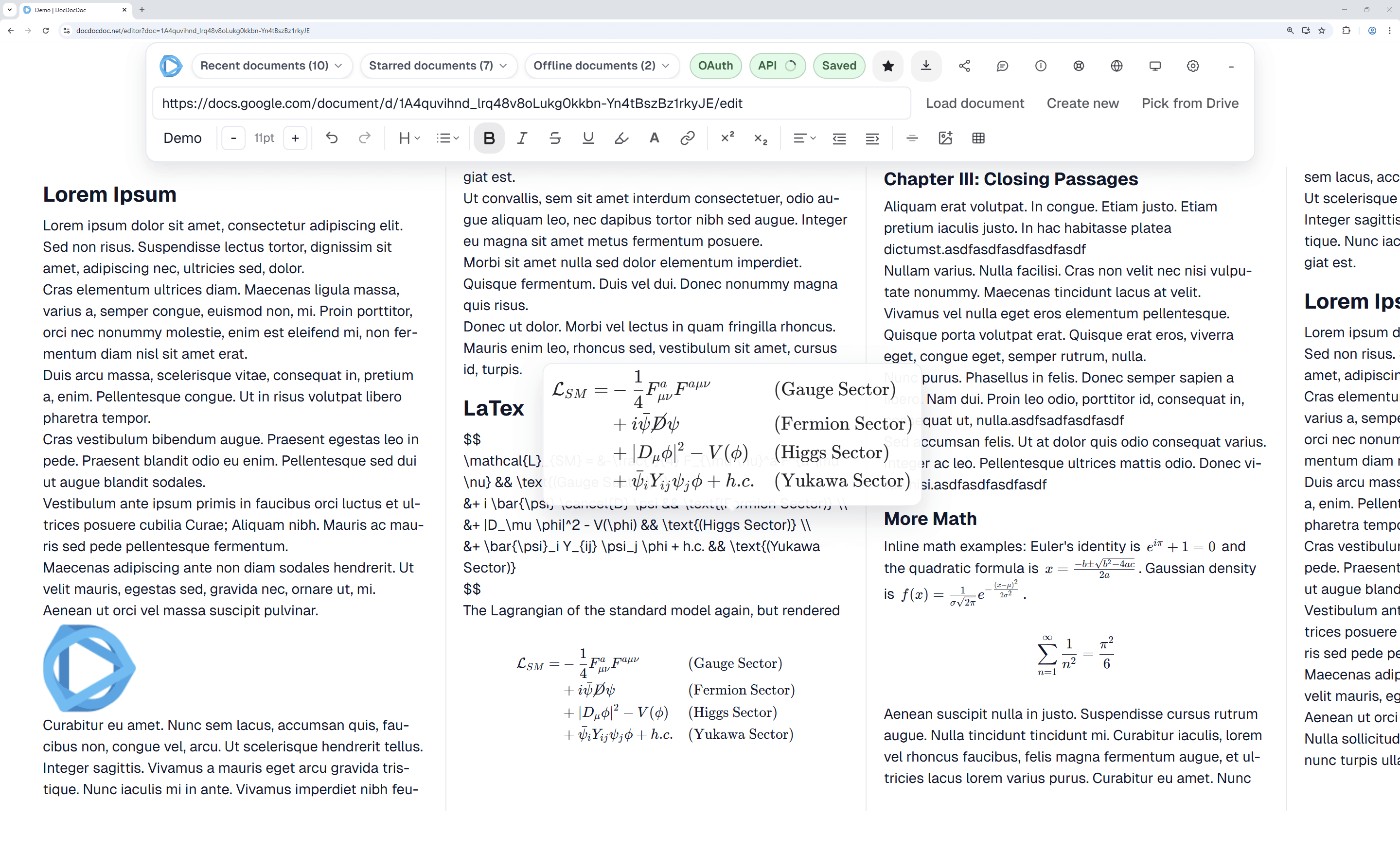 DocDocDoc side-by-side editing interface
